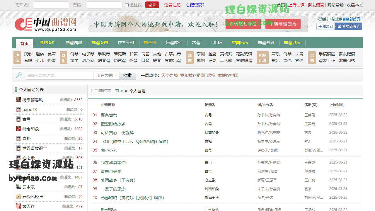 个人制谱园地_中国曲谱网编辑工具界面