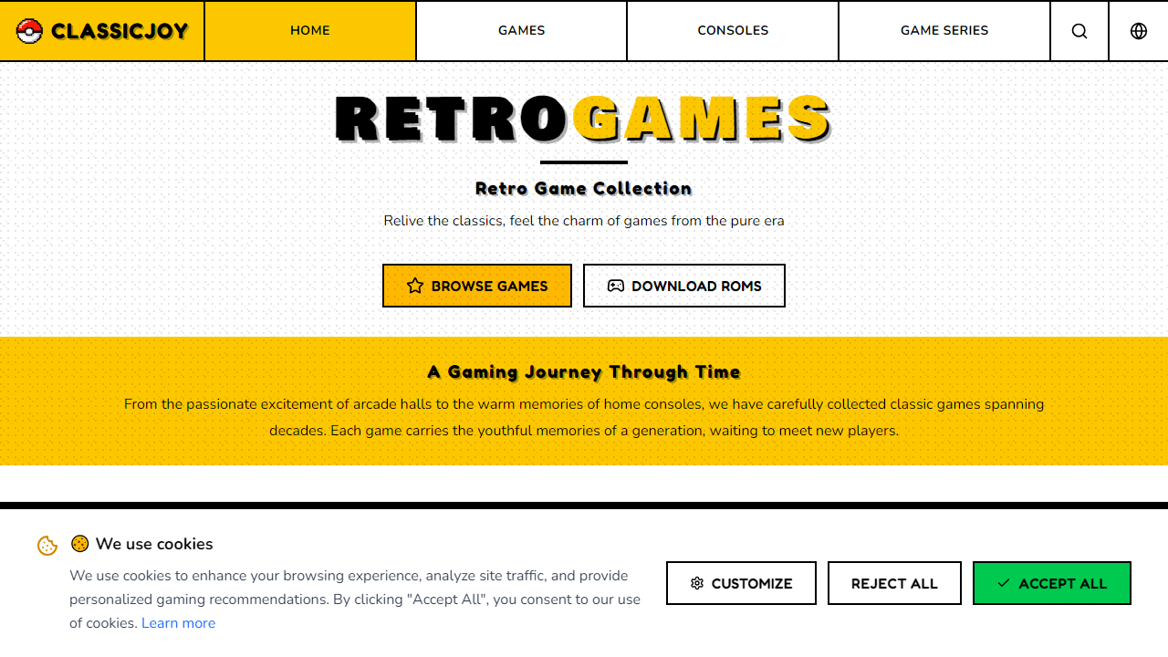 ClassicJoy：免费在线畅玩复古游戏，NES、SNES、街机、GB无需下载，重温经典！-理白嫖资源站