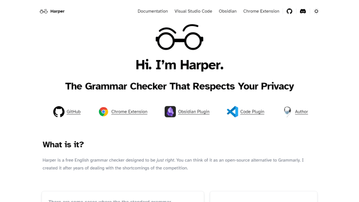 告别Grammarly！Harper：开源、极速、隐私至上的英语语法检查新选择-理白嫖资源站