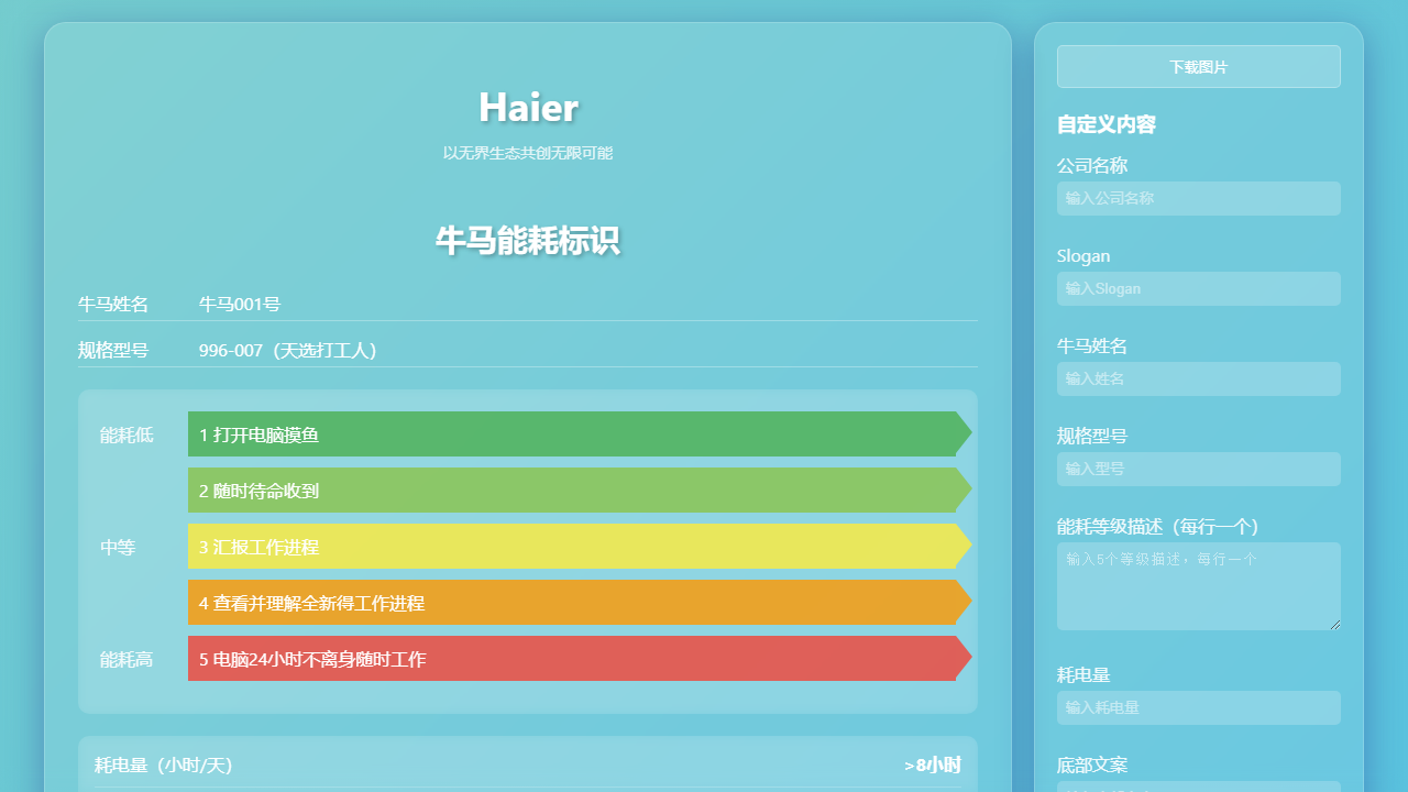 牛马能耗标识：个性化工作能耗管理神器，轻松掌握与分享！-理白嫖资源站