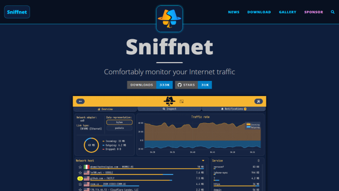 Sniffnet：免费开源网络流量监控利器，深度解析网络活动，保护您的隐私！-理白嫖资源站